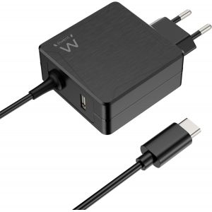ERYI-65W Usb C, Chargeur Type C Alimentation Adaptateur Pour Macbook Pro/Air, Lenovo,Hp,Asus, Acer,Huawei,Matebook,Xiaomi,Samsung, Tablettes,Câble De 1,5 Mètre,Prise Usb-A Supplémentaire, Noir - Neuf
