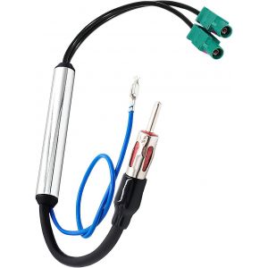 Adaptateur Antenne Autoradio Double Fakra Z vers Din 35cm,Cable Adaptateur D'Antenne D'Autoradio Fakra Z vers Din avec Amplificateur de Signal Radio FM/AM,pour Véhicules Audi,VW,GPS,Stéréo - Neuf