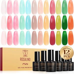 Vernis Semi Permanent,12 Couleurs Blanc Rose Nude Violet Gruau Vernis À Ongles,Soak-Off Uv/Led Vernis Gel Semi-Permanent Pailleté Manucure Cadeau - Neuf