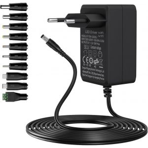 Tianyi-Gonew21 Adaptateur Secteur Alimentation 5v - Adaptateur Ac/Dc 2m Fil 10 Fiches, Universel 5v 2a 10w Sortie, Entrée Ac/Dc Adapter 200-240v 50-60hz, Pour Bande Led, Routeurs Et Autres( 2a) - Neuf