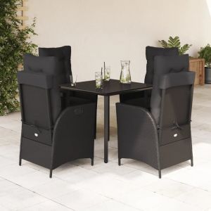 Prolenta Premium - Ensemble &Agrave; Manger De Jardin Coussins 5pcs Noir R&eacute;sine Tress&eacute;e - Neuf