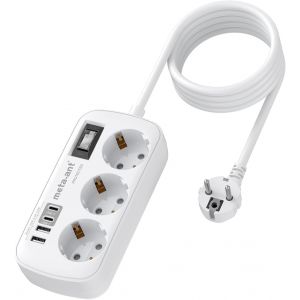 Surge Protection Power Strip USB C Fiche Multiple - Neuf
