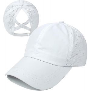Femme Criss Cross Ponytail Baseball Cap Réglable High Messy Bun Ponycap Quick Drying Hat - Neuf