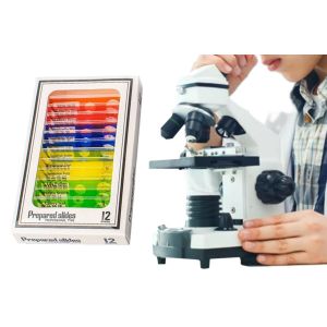 Kit de microscope de poche portable pour enfants avec lumi&egrave;re LED et grossissement 60X-120X - Neuf