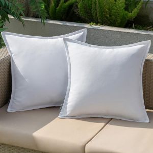 Housse De Coussin Extérieure Imperméable En 40x40cm Taie D'oreiller Doux Avec Surface Hydrofugfe De Jardin Balcon Décoratif Pour Salon Chambre Lot De 2 Blanche - Neuf