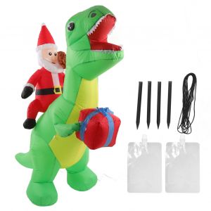 Hjlian Decoration Gonflable De Noel En Forme De Dinosaure, Mignonne Et Amusante, Avec Lumieres Led Integrees, Decoration De Jardin De Noel Gonflable, Prise 100-240 V (Au) - Neuf