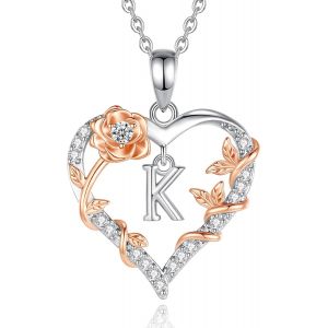 Harmony Ball Heart Initial Necklace For Women Pink Alphabet Letter Pendant A To Z Rhodium Plated Copper Pendant Initials Jewellery Gifts 18 - Neuf