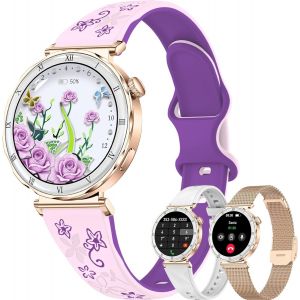 Montre Connectée Femme avec Appel Bluetooth, 1,27"" Amoled Smartwatch, 110+ Modes Sport Montre Podometre, Fréquence Cardiaque/Sommeil/SpO2 Moniteurs, IP67 Smart Watch pour Android iOS Or Rose - Neuf