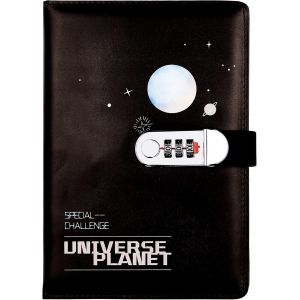 Journal En Cuir Pu &Eacute;criture Carnet(Univers Plan&egrave;te),A5 Secret Cahier Journal Bloc-Notese Pour Bureau Scolaires &Eacute;tudiant Papeterie Cadeau D'anniversaire,210x145mm.[M336] - Neuf