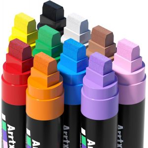 Letnerny-Marqueurs Acryliques Jumbo, Pointe En Feutre Géant De 15 Mm, 10 Stylos De Peinture Acrylique Pour Peinture Sur Roche, Pierre, Verre, ?Uf De Pâques, Peinture Sur Bois Et Tissu - Neuf