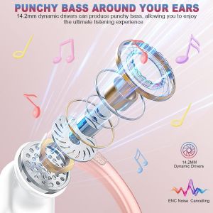 Ecouteurs Bluetooth sans Fil Sport, 75Hrs &Eacute;couteurs Bluetooth 5.4 avec St&eacute;r&eacute;o HiFi, 2025 Oreillette sans Fil avec 4 ENC Appel R&eacute;duction Antibruit Mic, IP8 &Eacute;tanche oreillette bluetooth pour Android/iOS - Neuf