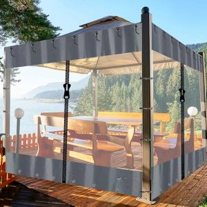 Mevronisshop-Rideaux En Pvc Transparent 3x2m Pour Extérieur - Imperméable, Résistant Au Vent Et Uv Pour Pergola, Véranda, Terrasse (Gris Avec Fermeture À Glissière, 3 X 2 M) - Neuf