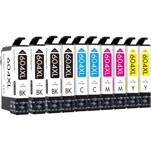 Lot de 10 cartouches d'encre 604XL compatibles avec Epson 604 604 XL,pour Expression Home XP-2205 XP-3200 XP-4205 XP-2200 XP-3205,Workforce WF-2930 WF-2910 WF-2935 WF-2950 - Neuf