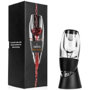 Aérateur De Vin Savisto En Acrylique Avec Bec Verseur, Filtre Et Présentoir - Noir - Neuf