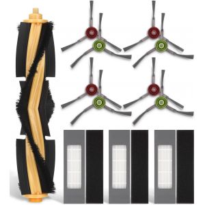 Kit de 12 pièces de rechange compatible avec Ecovacs DEEBOT OZMO T8,1 brosse principale,8 brosses latérales,3 filtres Brosse Filtre de Rechange Ensemble d'accessoires pour Robot Aspirateur Ecovacs - Neuf
