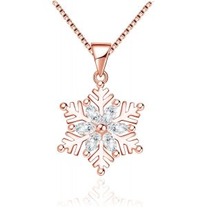 Parure De Bijoux De Noël En Argent Sterling 925 Pour Femme - Collier Et Boucles D'oreilles Flocon De Neige - Chaîne En Argent De 45 Cm Avec Pendentif Flocon De Neige Et Boucles D'oreilles En - Neuf