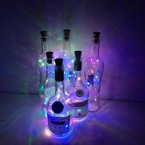 Jgd-Lumi&egrave;res De Bouteille De Vin Avec Du Li&egrave;ge, 6 Pack 20 Led 6.5 Pieds (2m) Fil De Cuivre Argent&eacute; De Aliment&eacute; Par Batterie Lampe De Corde De D&eacute;cor &Agrave; La Maison Pour La F&ecirc;te D'anniversaire De Bricolag - Neuf