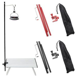 Poteau De Lampe Pliable Ultral&eacute;ger Et Portable - Support R&eacute;glable En Alliage D'aluminium Pour Le Camping Et L'ext&eacute;rieur, Sac De Rangement Inclus - Neuf