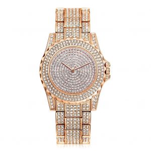 Lvpai Femmes Strass Classique Quartz Analogique Montre Ronde Bracelet Montre-Bracelet (Or Rose) - Neuf