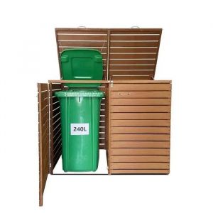 Poubelle en bois 2 pi&egrave;ces Divit MB3 poubelle garage pour 240 litres - Neuf