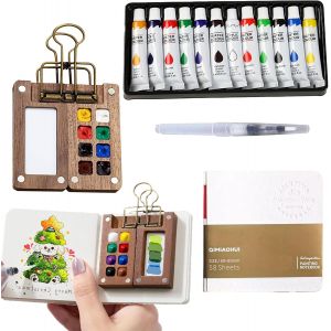 Kalanka-15pcs Mini Bo&icirc;tes De Peinture Aquarellede Voyage,Palette Portable Nano Pouraquarelle,Mini Kit De Peinture Aquarelle De Voyage,Kit Aquarelle Miniature,Avec Journal Papier Et Clip,Pourles D&eacute;pla - Neuf