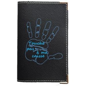 KALANKA-Étui Porte-Carte Grise, Papiers de Voiture et Permis - Personnalisé Touche Pas a ma Caisse - Protection en Simili Cuir Noir pour Homme - Fabriqué en France - Neuf