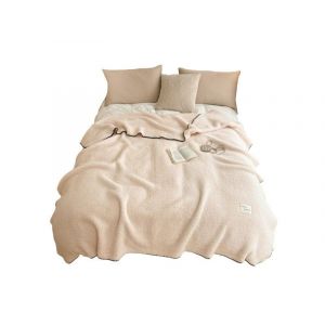Couverture Sherpa 200x230cm Kaki Polaire Peluche Hiver Douce Et Confortable - Neuf