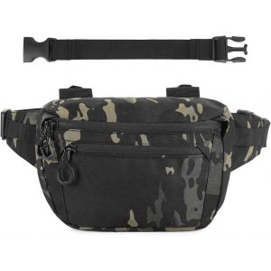 FEW-Huntvp Sac Banane Hommes et Femmes avec Ceinture d'Extension, Grande Taille, Bandoulière Réglable, Sacoche Ville Polyvalente pour Voyage, Sport, Travail, Randonnée, Cyclisme,Camo - Neuf