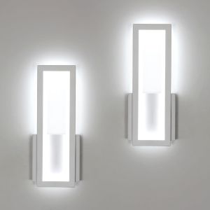 Subzonal-Applique Murale Int&eacute;rieure Led, 2 Pi&egrave;ces 16w 1800lm Moderne Acrylique Lampe Murale Blanc, Luminaire Led Lumi&egrave;re Blanche 6500k Pour Chambre, Salon, Couloir, Escalier, 32cm - Neuf
