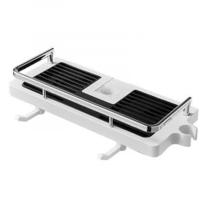 &Eacute;tag&egrave;re de douche murale r&eacute;glable, panier de rangement de cuisine de salle de bain fix&eacute; sur tuyau, receveur de douche en m&eacute;tal antirouille, support mural pratique 27x12x6 cm - Neuf