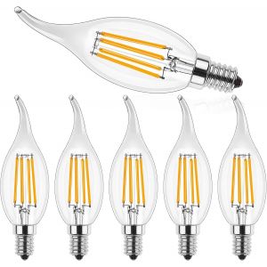 Ampoule Led Bougie E14 4w Dimmable,Bougie Led Pour Lustres,Ampoule Forme De Bougie À Filament C35 Blanc Chaud 2700k,Équivalent 40w Ampoule Incandescence,400lm,Lot De 10 - Neuf