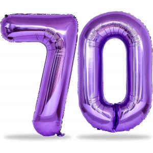 Grands Ballons D'Anniversaire En Forme De Chiffre 70 Pour Femme, 101,6 Cm, En Feuille Mylar Violet En Forme De Chiffre 7 Et 0 Pour D&eacute;coration De F&ecirc;te D'Anniversaire - Neuf