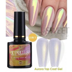 Vernis À Ongles Gel Aurora,Couche De Finition,Perle Irisée,Laque À Tremper,Scellant,Effet Sirène,Uv Led,8ml--Atc01 - Neuf
