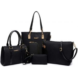 Femmes Nylon 6 Morceau d'&Eacute;paule de Sac Shopper Sac &agrave; Bandouli&egrave;re Sacs Fourre-tout Sac &agrave; main Embrayages, Sacs &agrave; main porte-Cl&eacute;s Sac &agrave; Bandouli&egrave;re Noir - Neuf