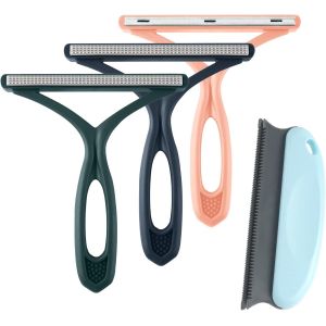 Jgd-Animaux Chat Chien Eliminateur Manuel De Charpie, Brosse Anti Poils Peluche Vetement, 4 Pcs Rouleau Ramasse Enl&egrave;ve Poils Portable, R&eacute;utilisable Autonettoyant Brosse Tapis, Pet Hair Remover - Neuf