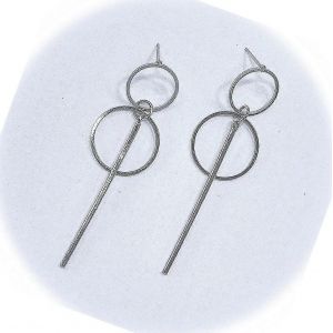 Couleur Argent Fini Mince Barre Croisée Double Cercle Forme Goutte Dangle Post Belles Boucles D¿Oreilles Pendentif Breloque Ensemble Pour Femmes Ali-9310heid - Neuf