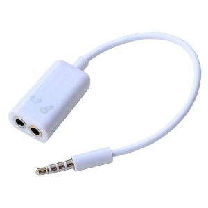 C&acirc;ble Double Jack 3,5 mm - Splitter Audio Compatible pour Iphone Smartphone iPad Ordinateur PC Casque - Permet de brancher un casque avec micro sur la prise jack - Blanc - Stra&szlig;e Tech &reg; - Neuf