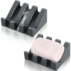 Lot de 2 porte-savons en silicone noir pour accessoires de cuisine et de salle de bain, porte-savon de douche - Neuf