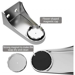 Lot de 2 porte-savons magnétiques en acier inoxydable, porte-savons mural pour évier, cuisine, salle de bain - Neuf