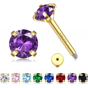 Kal-Boucles D'oreilles Femmes Or 14 Carats Percing Oreille Tragus Petites Cartilage Boucles D'oreilles Acier Inoxydable Hypoallerg&eacute;niques Clou D'oreilles Homme Percing Helix - Neuf