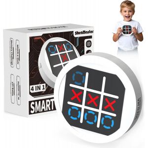 PLAY-Tic Tac Toe Bolt Game, Console De Jeu De Puzzle Portable 4 En 1, Jouet Fidget Portable, Jeux De Mémoire Pour Enfants, Jeu De Voyage Compact Pour Enfants (Blanc) - Neuf