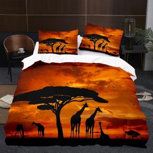 Housse De Couette X Girafe Du Soleil Couchant Parure De Lit En Microfibre Avec Fermeture &iquest;&iquest;Clair, Housse Couette + Taie D'oreiller X Cm - Neuf