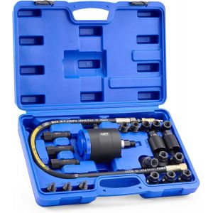 MEVRONISSHOP-23 PCS Kit Extracteur d'Injecteur Pneumatique pour Moteurs Diesel, Vibration &agrave; Air 5-8 Bars, avec 19 Adaptateurs, Marteau Extracteur, Tuyau de Rallonge et Connecteurs EU US - Neuf
