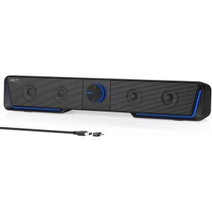 KYAOAYO-A40 Enceinte Pc, Barre De Son Pc Usb Alimentation Haut Parleur Barre De Son Avec Lumières Rgb,Connexion Usb Ou Bluetooth,Avec Type-C Pour Portable, Pc,Tablette Noir(Non Jack 3,5 Mm) ¿ - Neuf