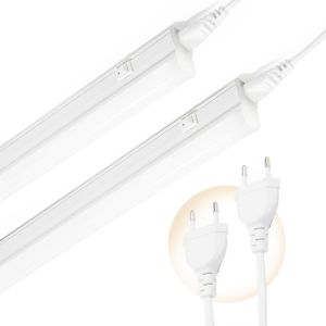 Kal-Led Cuisine 30cm, 2 Pièces Reglette Led T5 4w 570lm 4000k, Avec Prise Européenne, Eclairage Led Pour Cuisine Salon Chambre Couloir Armoiresvvitrines Bureau - Neuf