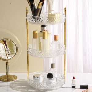 3 Niveaux Pivotant Organisateur de Maquillage 360°Organisateur de Maquillage Multifonctionnel Organisateur de Cosmétiques pour Commode la Salle de Bain Organisateur de Maquillage(transparent) - Neuf
