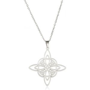 Kal-Collier Noeud De Sorcière En Acier Inoxydable Collier De Sorcellerie Magique Avec Pendentif De Noeud Celtique À 4 Pointes Pour Femmes Filles - Neuf