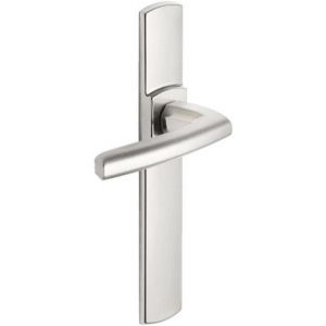 Set de Poignée de Porte sur Plaque SCULT Version Clé I pour Porte d'Entrée/Cave/Abris de Jardin Entraxe 195 mm Matériau Zamak Résistant Garantie 10 Ans Finition Platine - Neuf