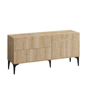 Buffet en bois "Tress" - 150 x 35 x 75 cm - Ch&ecirc;ne Noir - Neuf