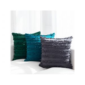 Housse De Coussin &Agrave; Pompons Style Boh&egrave;me 45 X 45 Cm Pour Canap&eacute; - 1 Pi&egrave;ce - Neuf